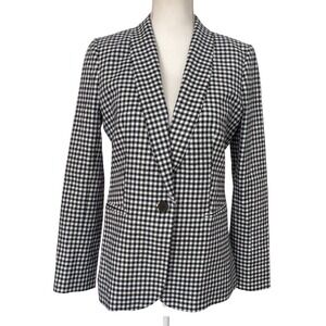 J.Crew Parke Blazer in Gingham Stretch Linen Navy White Jacket Women's Size 4